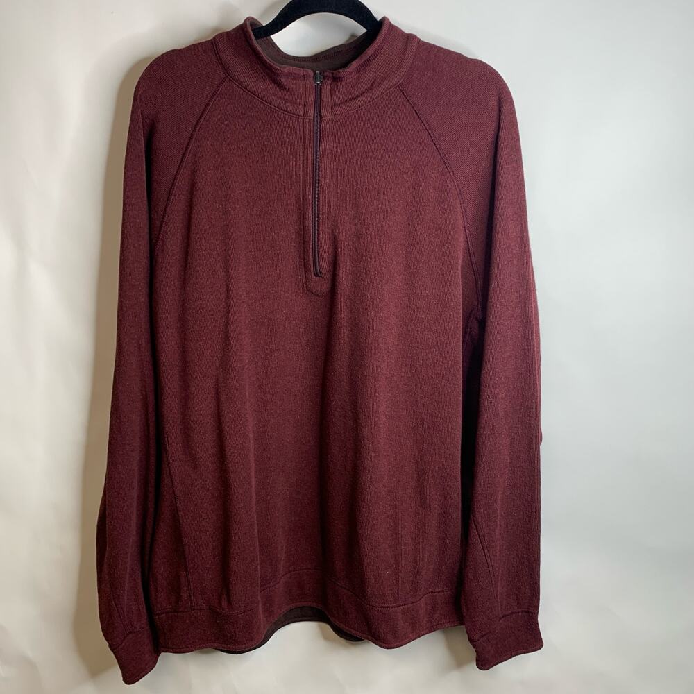 Tommy Bahama Burgundy Brown 1/4 Zip Sweater  Sz XL
